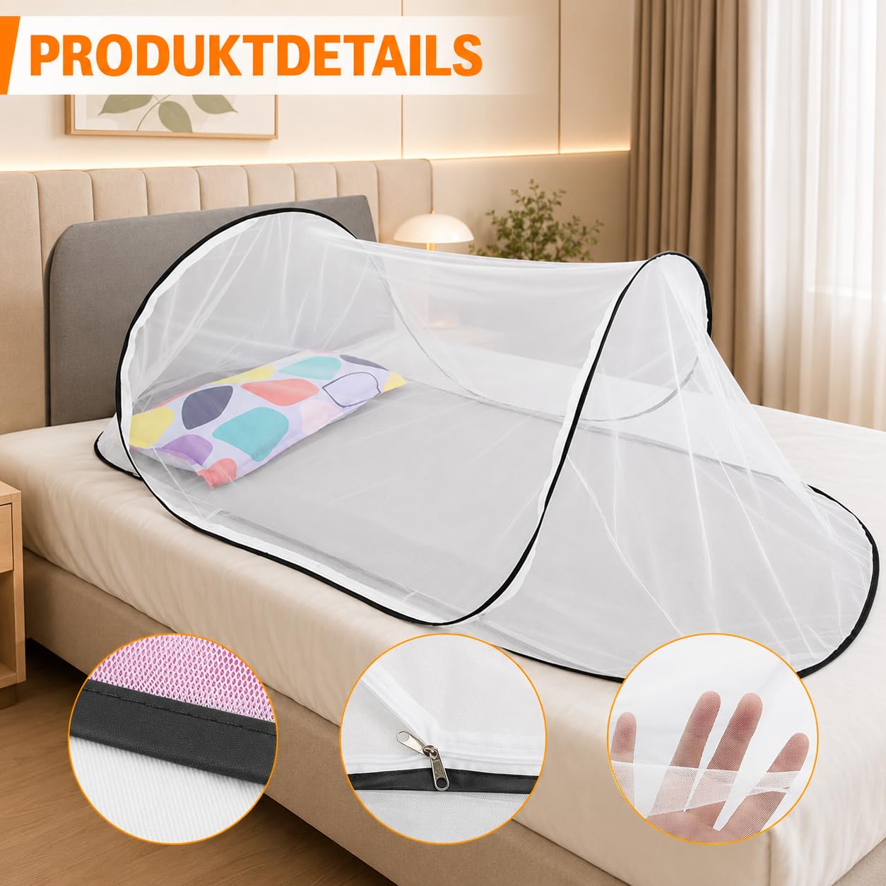 Moskitonetz Pop Up,Großes Pop-up-Moskitonetz,Moskitonetz für das Bett – ideal für Outdoor-Sportler, Camping, Strand und sternenklare Nächte