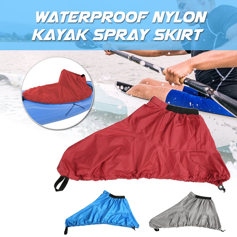 Dilwe Universelle, Verstellbare Kajak-Abdeckung, Wasserdichter Nylon-Sprührock, Deckschutz mit Elastischen Bändern und Anpassungsaufkleber für die Lagerung Außerhalb der Saison,