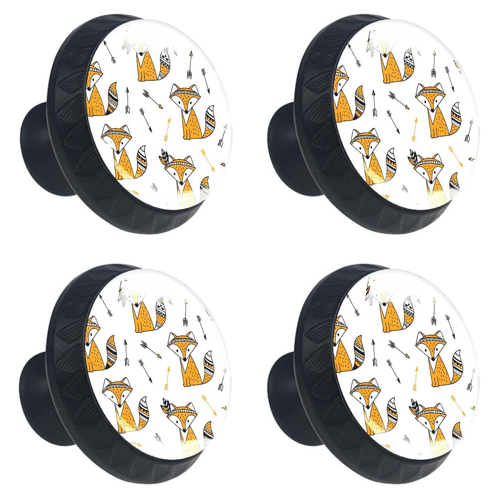Boutons de placard ronds en verre motif renard pour décorer une chambre