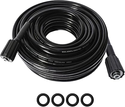 25FT High Pressure Washer Extension Hose 1/4" inch M22-14mm/15mm Fittings Kink Resistant Power Washer Replacement Hose For Most Brand 5800PSI