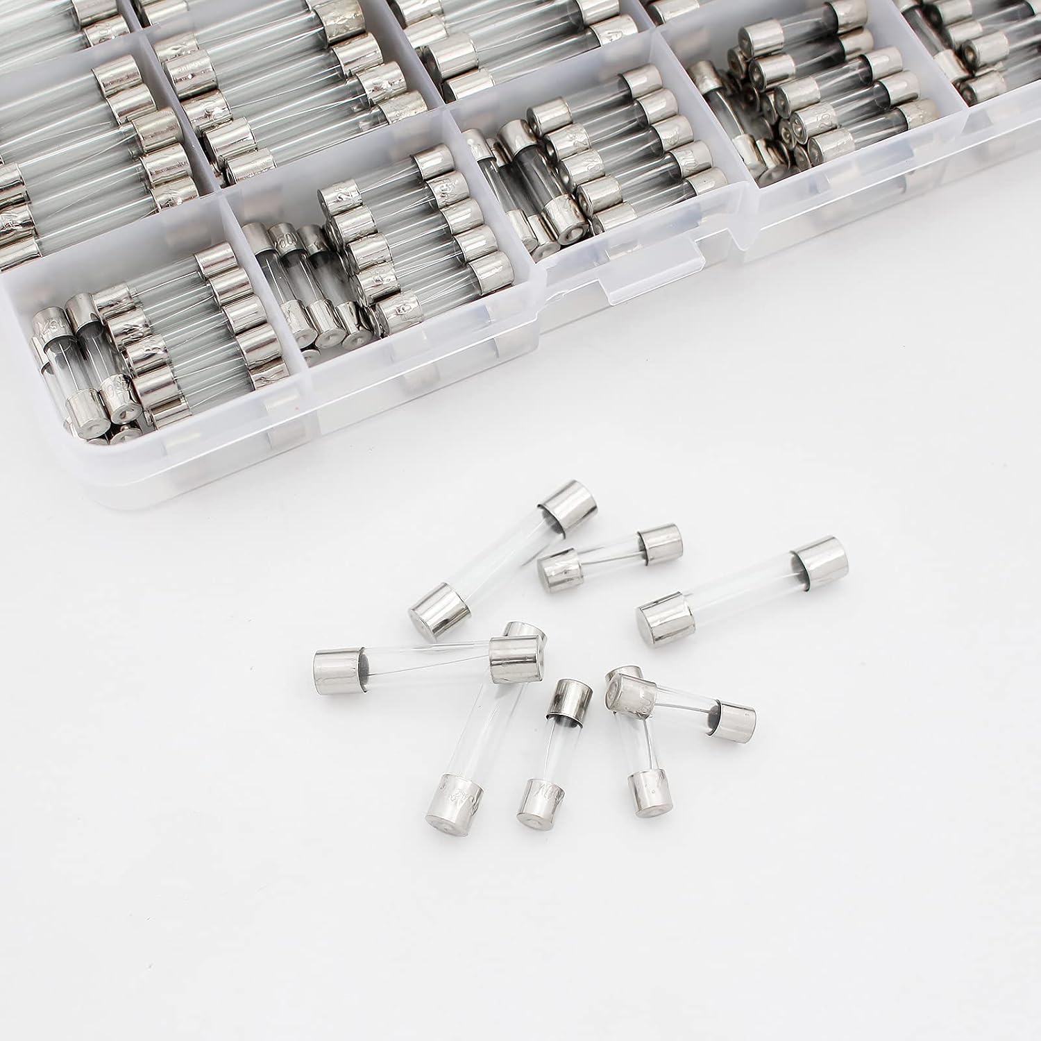 250V 1-20Amp Glass Fuses Kit 250pcs, Yetaida 15Values Fast-Blow Glass Fuses Assortment Kit, Quick Blow Glass Tube Assorted Kit(5x20mm and 6x30mm)