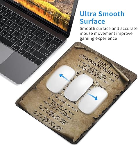 Miniatura 5 de Alfombrilla de mouse vintage con versículo bíblico de 10 mandamientos, resistente al agua, con borde cosido, alfombrilla de mouse de computadora de