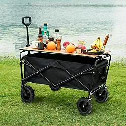 Carrinho de carga dobrável 100 kg, wagon utilitário com alça ajustável, rodas 360° com rolamentos, estrutura de aço e tecido Oxford, 75×49,5×87 cm, preto