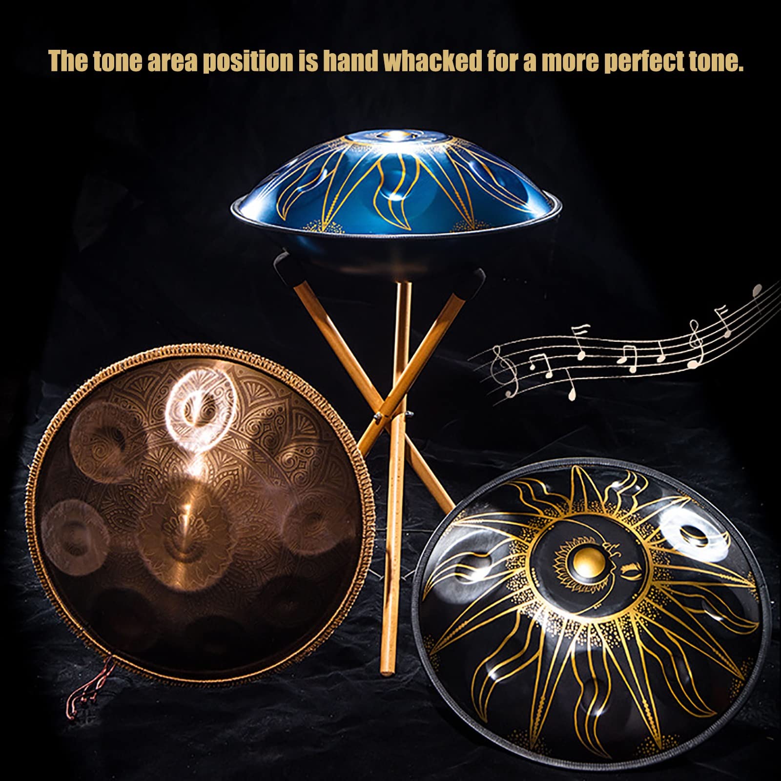 ハンドパン Dマイナー 9音 ドラム スティールパン 打楽器 手描き紋様 新品 ハンドパン Dマイナー 9音 ドラム スティールパン 打楽器 新品