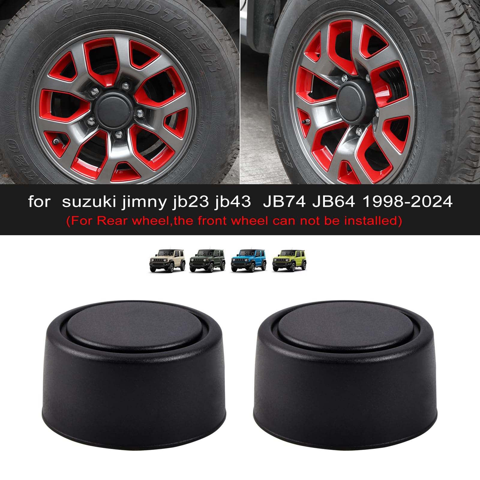 2 coprimozzi neri per ruota posteriore, per Suzuki Jimny JB43 JB23 JB74 JB64 1998-2024