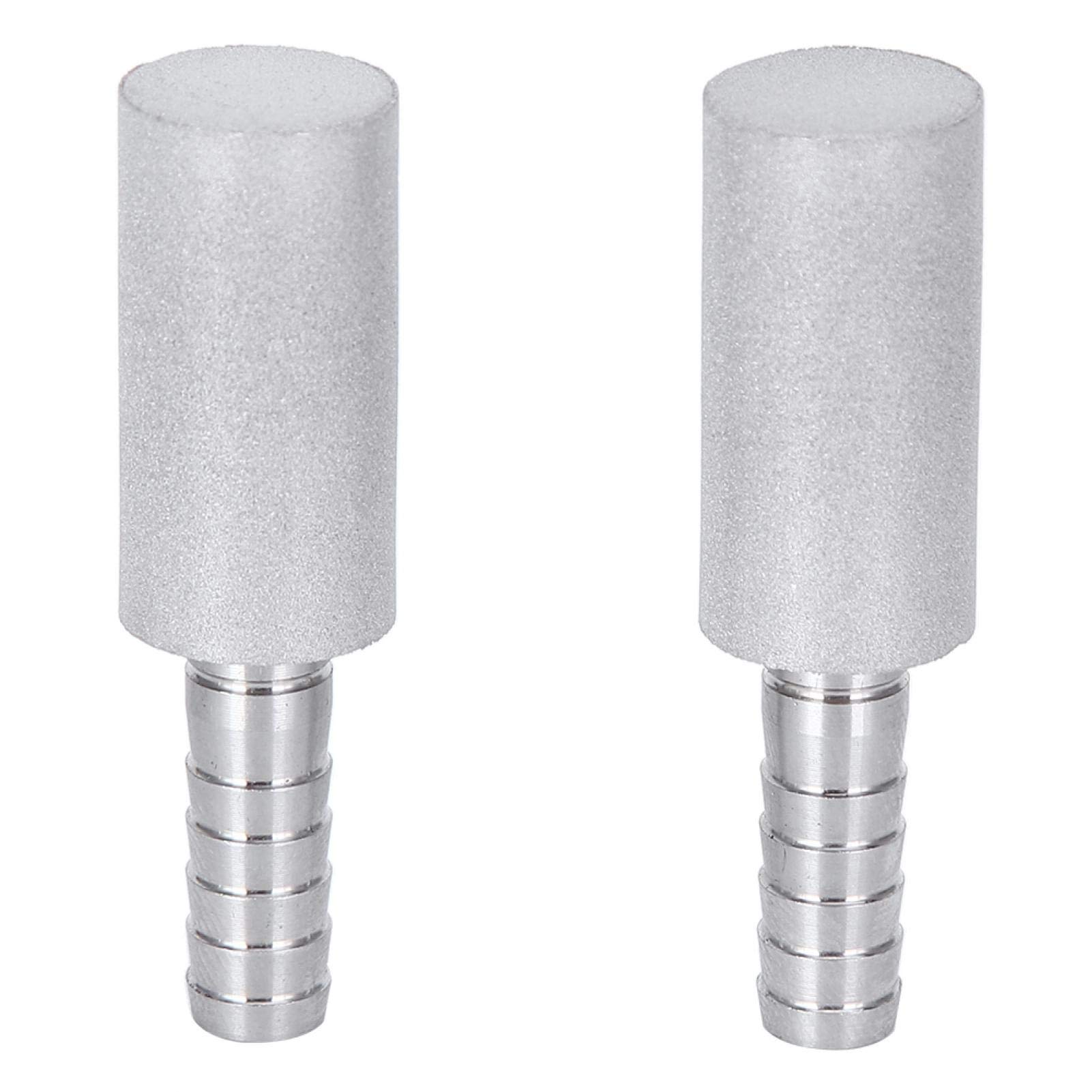 2 piezas de difusor de micras de acero inoxidable 0,5 304, aireador de acero inoxidable, piedra carbonizada, con púas de diámetro exterior de 1/4 de pulgada