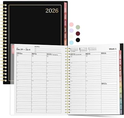 Appointment Book 2026 Planner, Forvencer Daily Weekly & Monthly Calendar Planner (Jan 2026-Dec 2026), 6" x 8", Hourly Agenda Book, 30 Minute Increments, Flexible Cover, Organizer Notebook, A5, Black