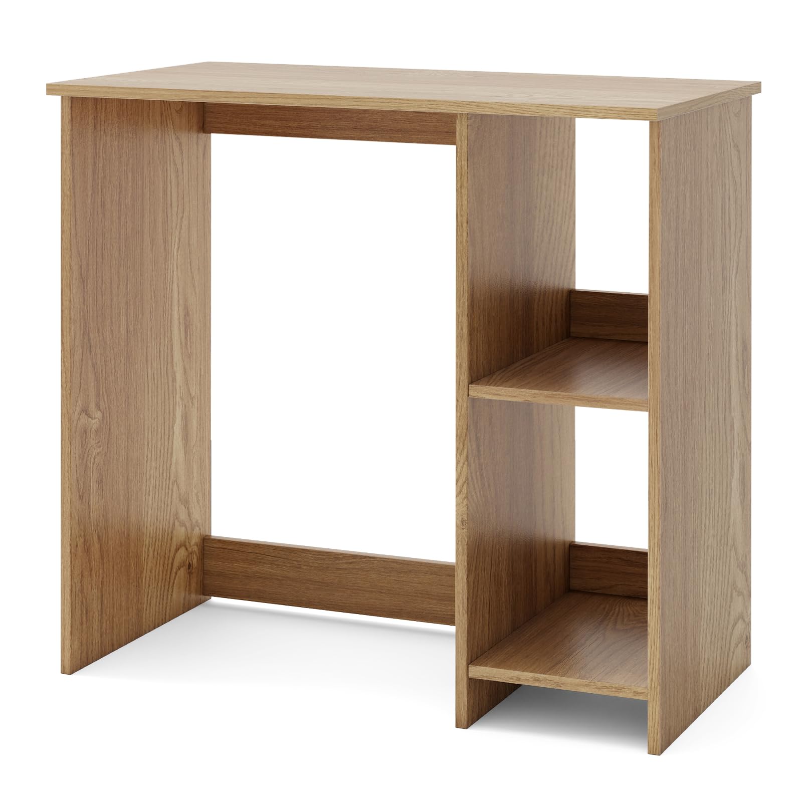 LIFEZEAL Scrivania Ufficio, Scrivania per Computer, con 2 Ripiani, Salvaspazio, Moderno, Scrittoio, Postazione di Lavoro, Tavolo Porta PC, in Legno, 80x40x74cm, Montaggio Facile, Max 130kg (naturale)