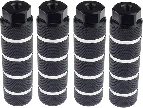 Vista 12 de 2 pares de reposapiés de aleación de aluminio para bicicleta de montaña, clavijas de acrobacias traseras, compatibles con ejes de 3/8 pulgadas Negro