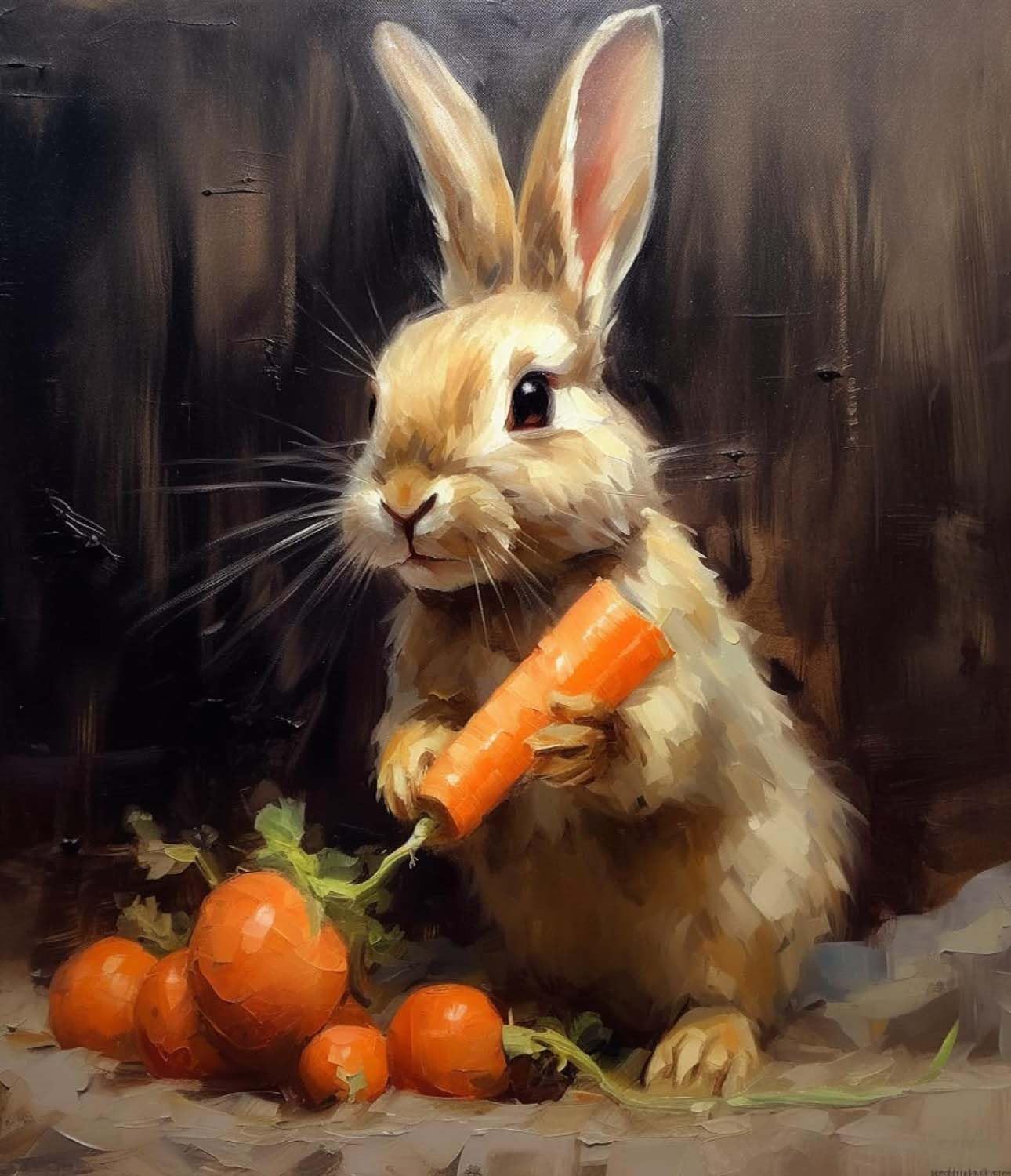 ZMHZMY Paint by Number Kits Rabbit Eats Carrot Vegetables DIY Digital Canvas Oil Painting Art Decor for Adults Beginner,40x50cm Frameless