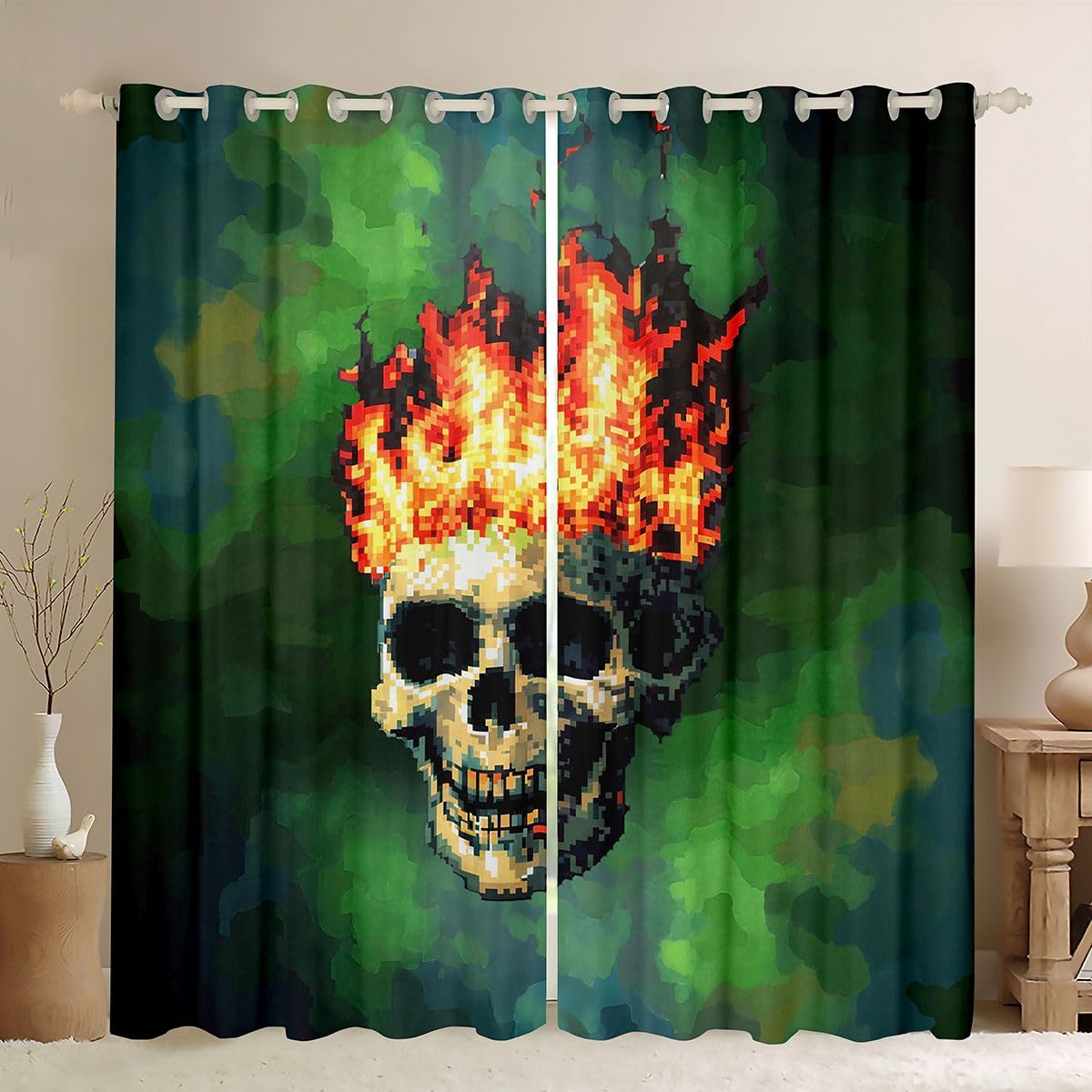 Rideaux voilage camouflage vert Homewish pour bloquer la lumière de la chambre d'enfant