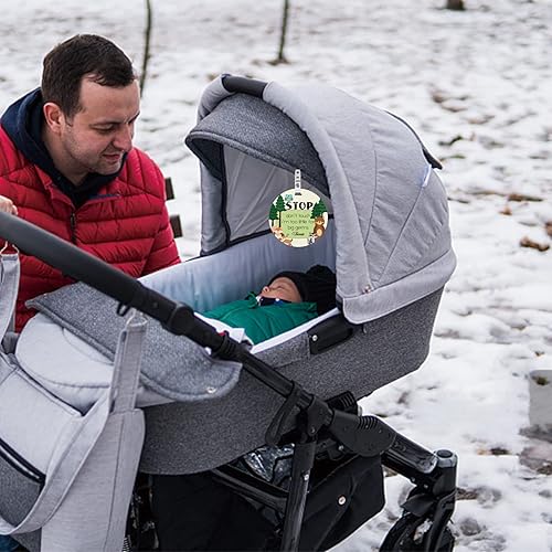 Miniatura 8 de PLIGREAT Paquete de 2 carteles de bebé con texto en inglés Please Dont Touch, Stop Touching Baby Carriers para portabebés, asiento de automóvil de