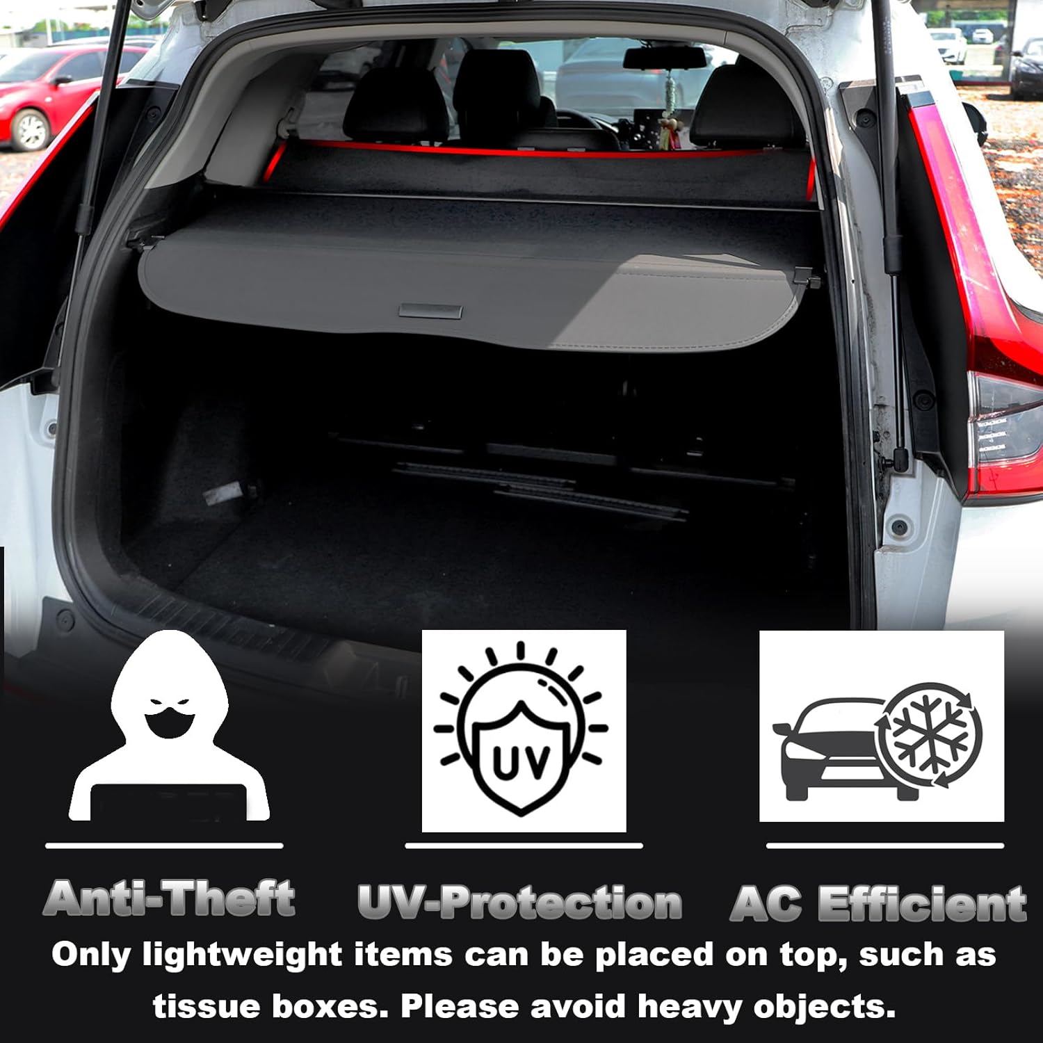 Cargo Cover for Honda CRV 2023-2025 2026 Accessories,【Extra Cover】 for 2023-2026 Honda CR-V (Include Hybrid) Retractable Trunk Cover Security Shade Shield with Extra Cover