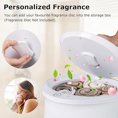 Miniatura 3 de COSTWAY Calentador de toallas estilo cubo, con temporizador ajustable, soporte para disco de fragancia, apagado automático, pantalla LED, bloqueo de