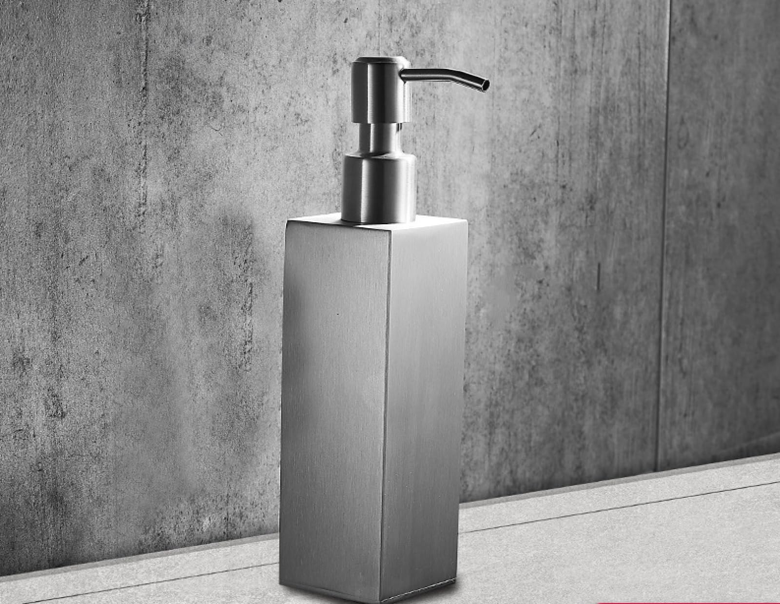Dispenser di sapone quadrato in acciaio inossidabile, distributore di sapone per telefono cellulare, distributore di sapone verticale quadrato spazzolato