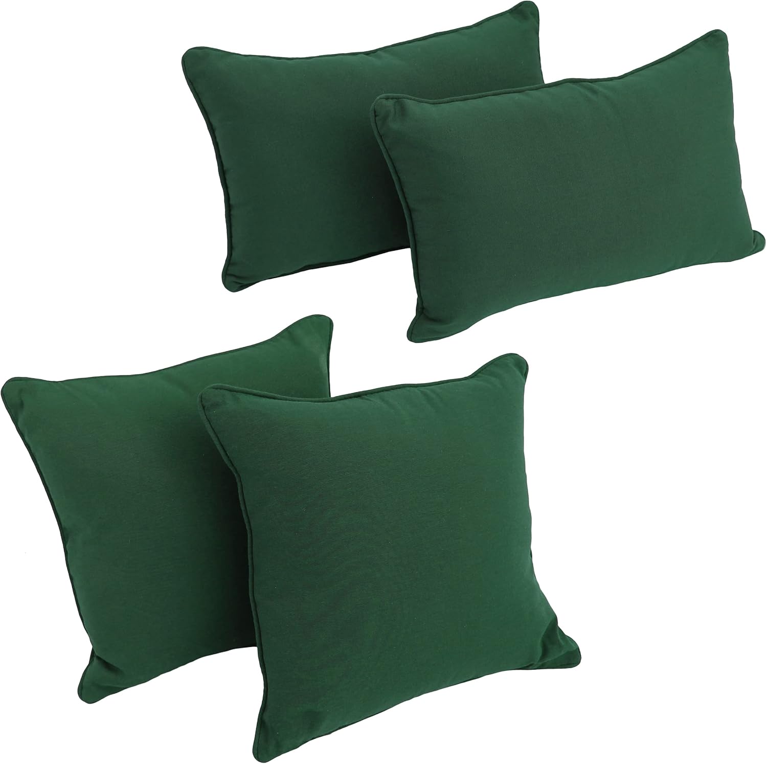 Blazing Needles Corded Twill Throw Pillow Set, Forest Green 4 Count