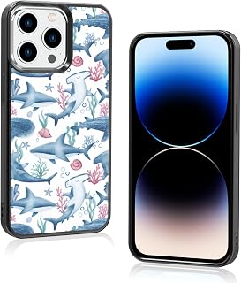 Aesthetic Ocean Themed Sharks Phone Case Compatible with iPhone 14 Pro Case 6.1 Inch, TPU Shockproof Protection Cute Sea Sharks Lovers Gifts Phone Case for Girls Women Cover
