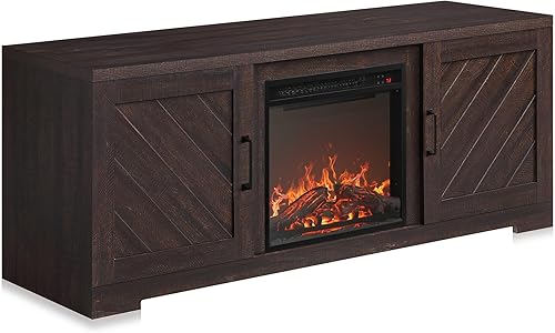 Miniatura 8 de BELLEZE Modern 58" Farmhouse TV Stand with 18" Electric Fireplace Heater & Media Entertainment Center for TV up to 65", Console Table with Storage