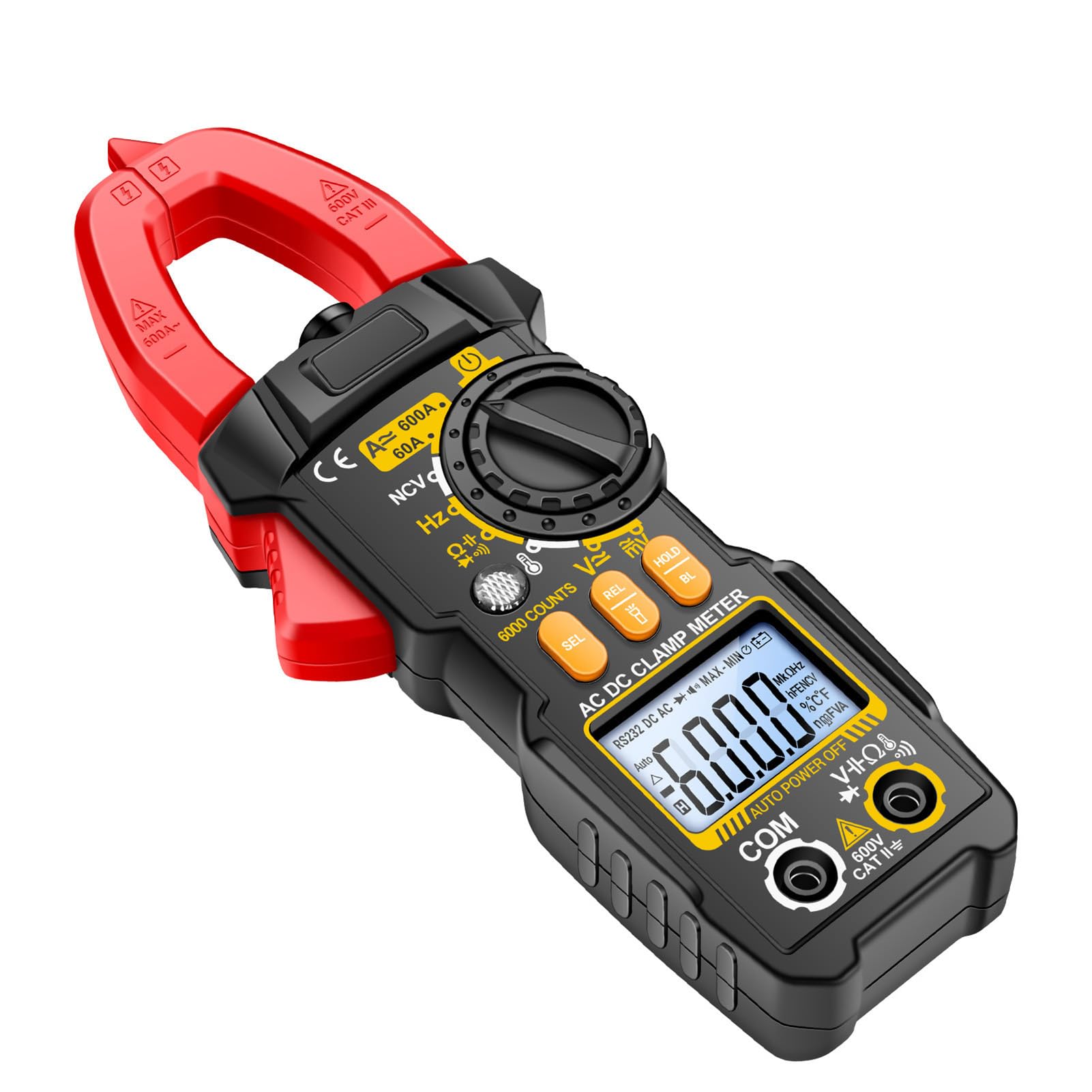 Domary Cyfrowy Miernik Cęgowy 600A AC DC Test (Red)