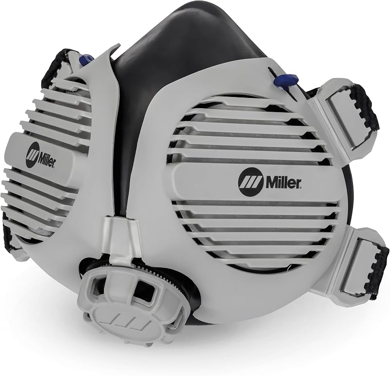 Miller LPR-100 Gen. II Respirador de media máscara, alivio OV molesto M/L - Máscara respiradora de soldadura con filtros - Máscara respiradora P100 para filtrar partículas y aerosoles - Respirador debajo del casco