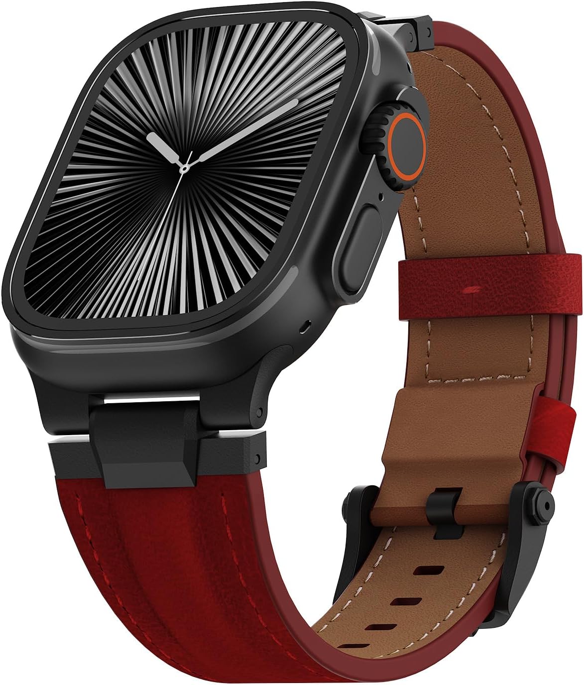 Vintage Genuine Leather Band for Apple Watch Ultra 49mm (2026 Upgrade), Rugged Replacement Strap Compatible with iWatch 46mm 45mm 44mm - for Men Women, Fit Ultra3/2/1, SE 3/2/1, Series11 10/9/8/7/6/5/4