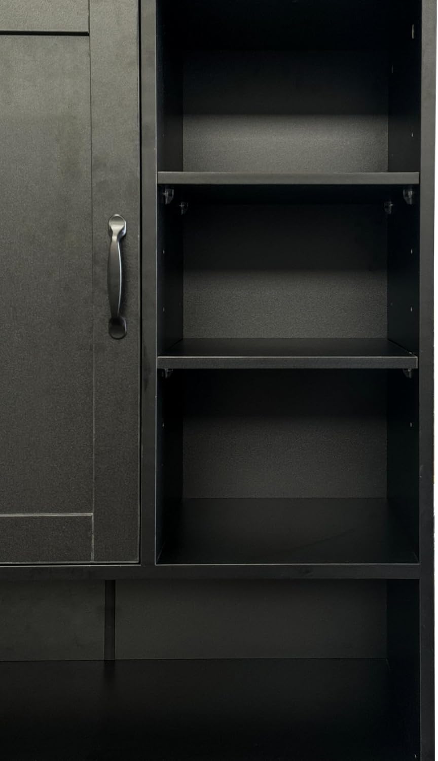 62" Tall Bathroom Storage Cabinet with 2 Tilt-Out Storage Hampers, Freestanding Linen Cabinet with Adjustable Shelves and Double Doors, Modern Organizer