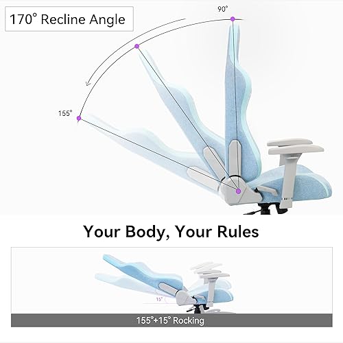 Miniatura 6 de Silla para juegos con reposabrazos ajustables 4D, reclinable de 160° y capacidad de 320 libras, silla ergonómica de computadora de respaldo alto