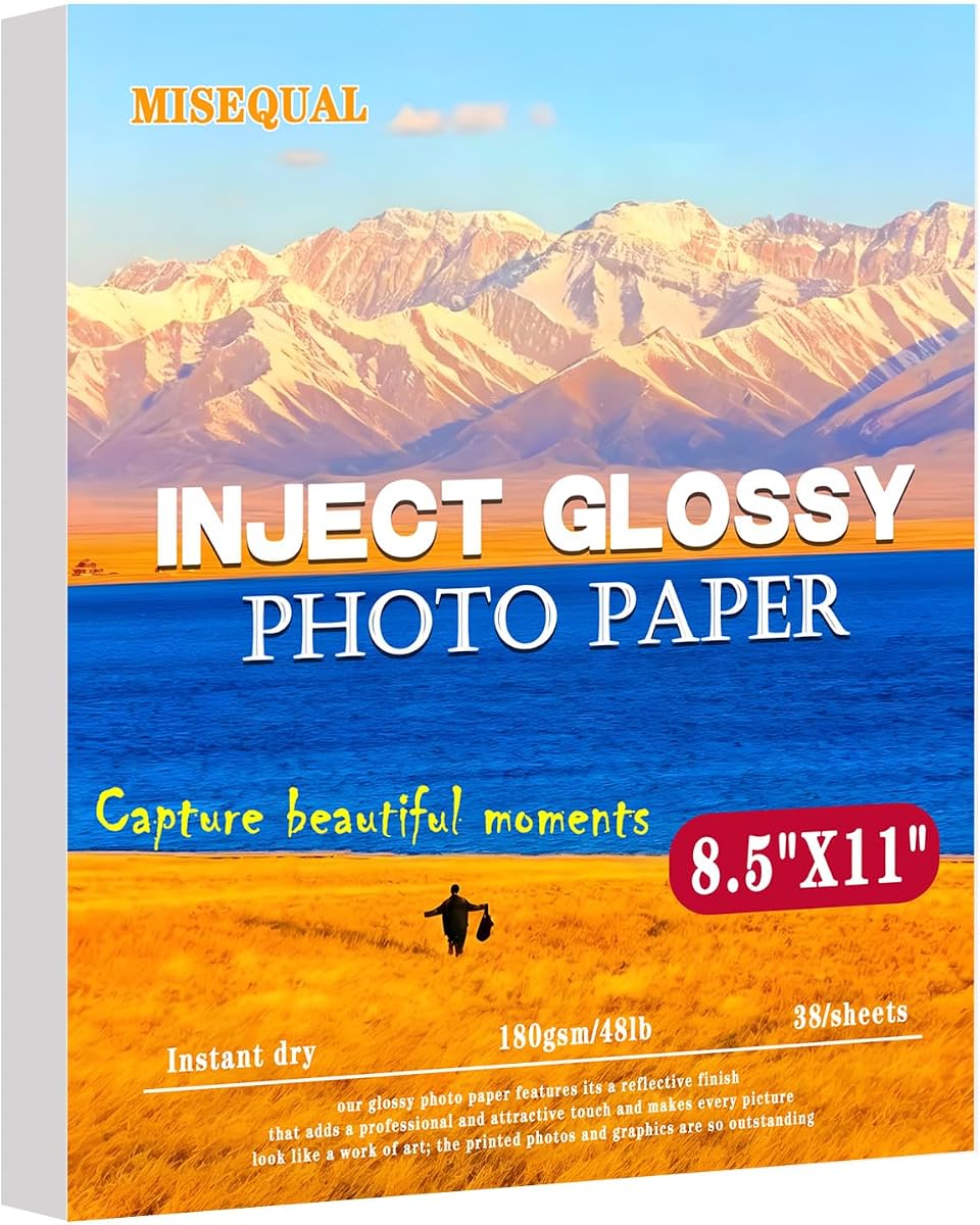38Sheets Glossy Photo Paper Instant Dry 8.5 x 11in Brochures Cards
