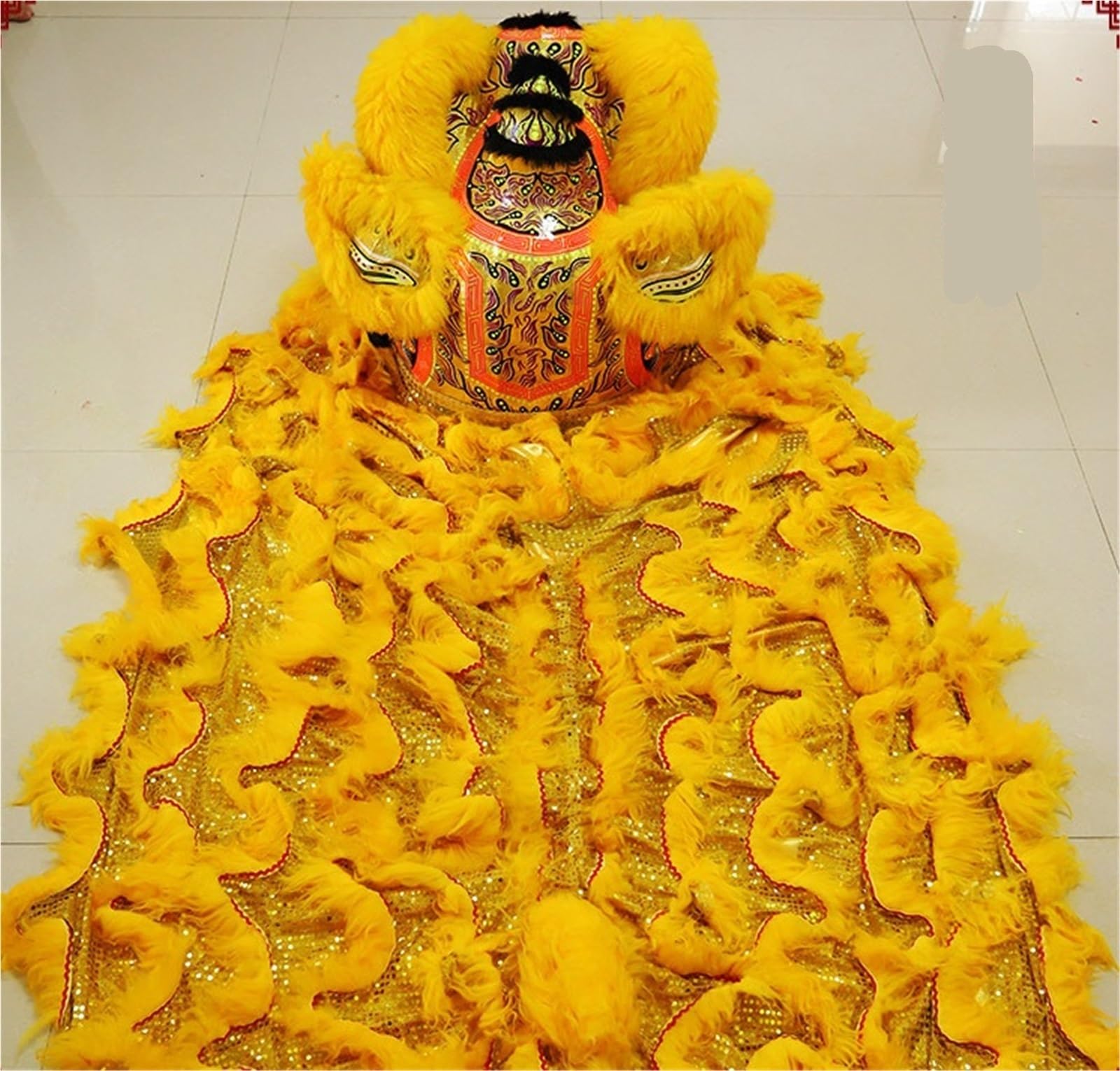 Drago Cinese per Feste Set di Sport all'Aria Aperta for 2 Giocatori della Mascotte Fase Performance del Costume Danza Leone Cinese Feste Cinesi in Italia(Yellow2)