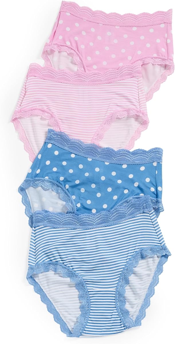 Stripe & Stare Women's Spots & Stripes High Rise Panties 4 Pack