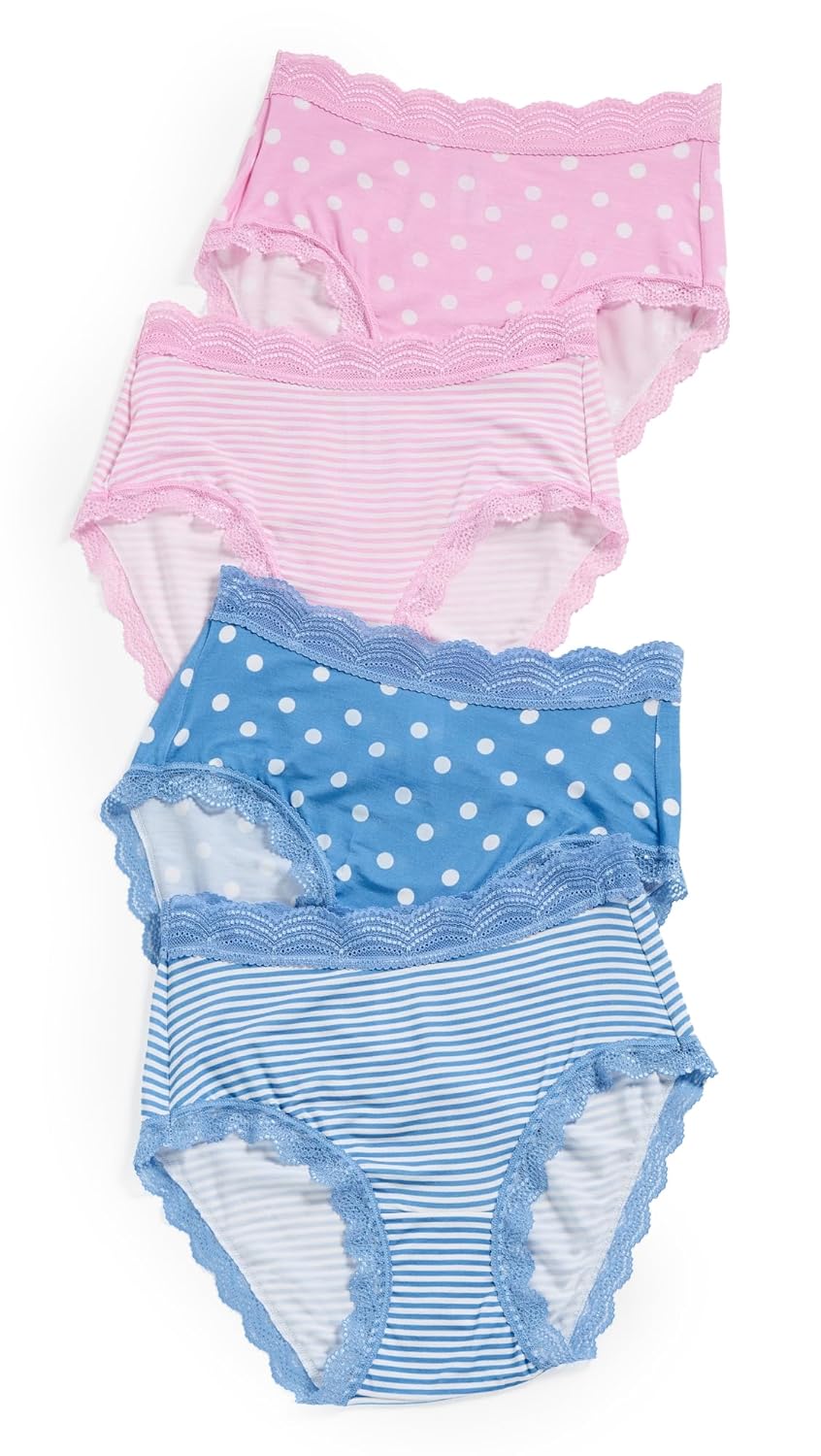 Stripe Stare Womens Spots Stripes High Rise Panties 4 Pack