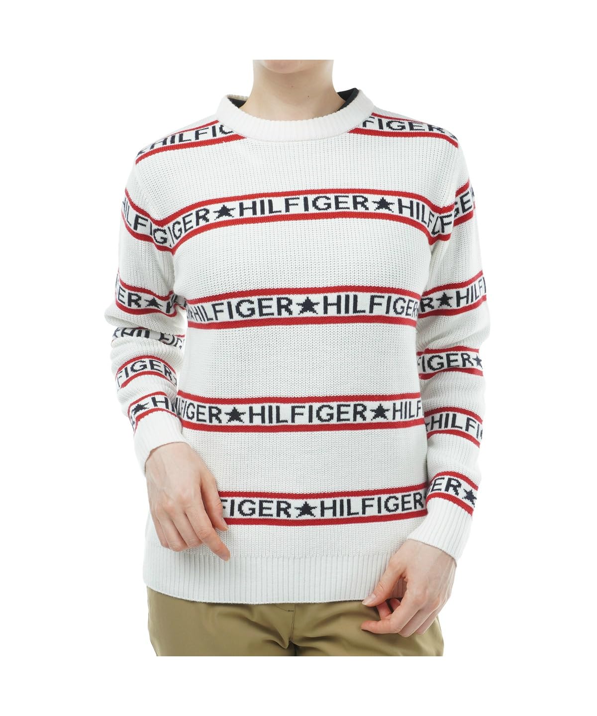 S ☆新品☆ トミーヒルフィガーゴルフ ロゴストライプ クルーセーター　白 Amazon | TOMMY HILFIGER GOLF(トミー ヒルフィガー ゴルフ) トミー