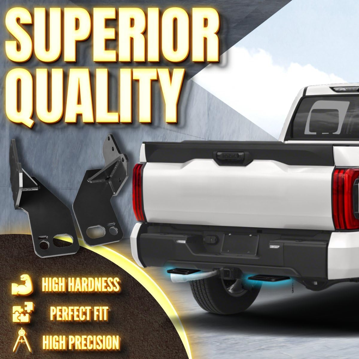Rear Recovery Points, 2PCS Shackle Hitch Receiver Trailer Tow Hook Receiver Tow Point Kit Accessories for Toyota Tundra 2022 2023 2024 2025 2026 (Black)