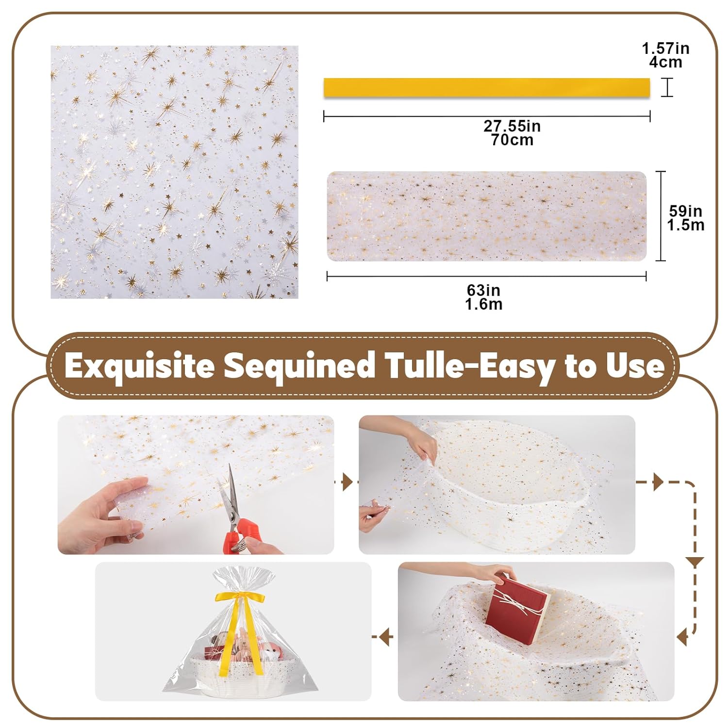 OIAHOMY Large Gift Basket Empty 17" x 12.6" x 7", Storage Basket with Gift Bag, Ribbon and Glitter Tulle for DIY Anytime, Toy Storage for Kids, Dogs with Handles in A Stylish Design - White - Image 8