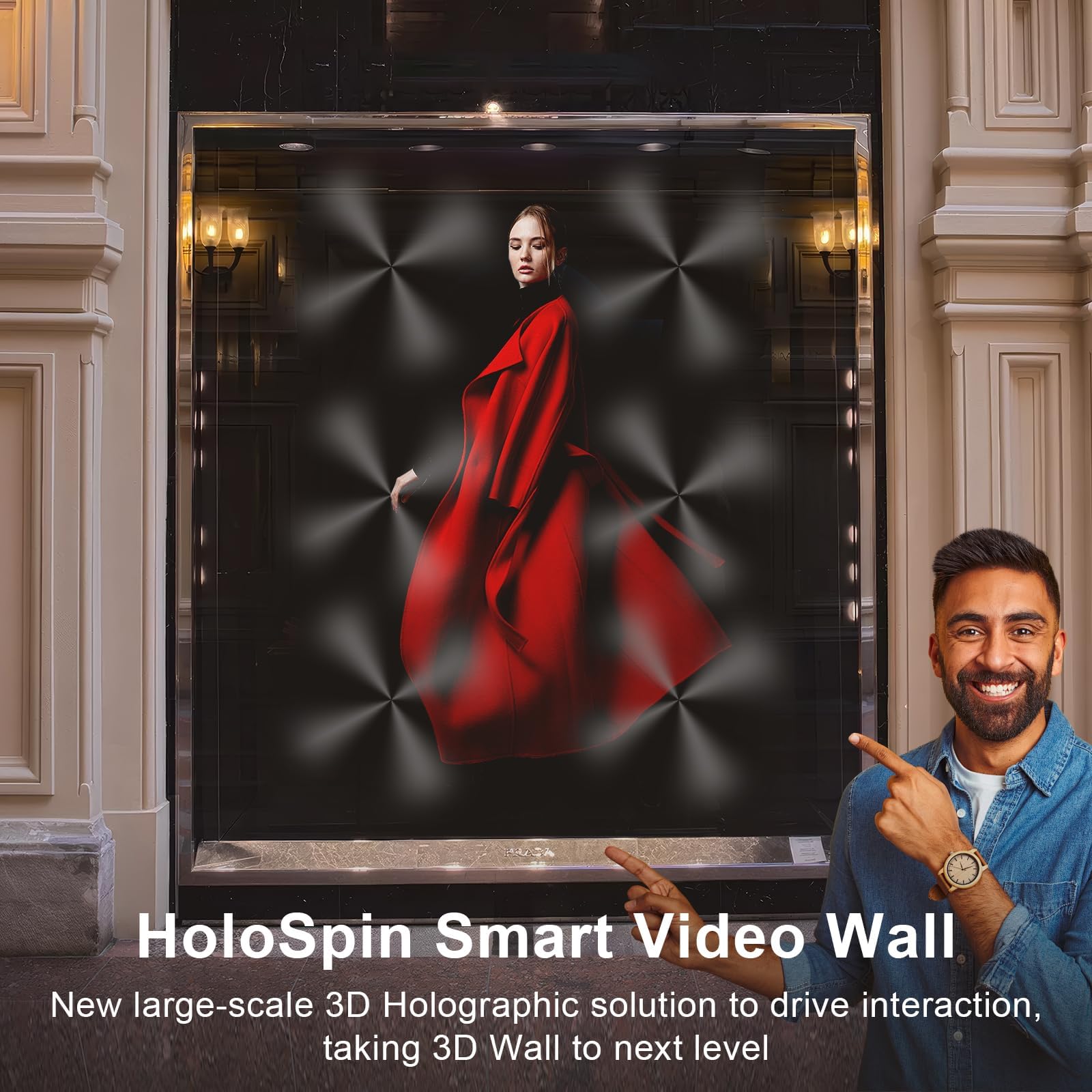 65CM 3D Hologramm Projektor mit WiFi und Bluetooth,3D Hologramm Fan mit 768 LEDs und 2500 cd/m² und 1500 Gratis 3D Videos,Hologramm Ventilator für Ausstellungen,Einkaufszentren,Kinos,Flughä