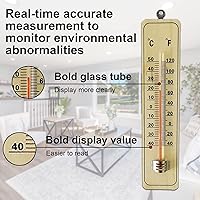 Vista 3 de Termómetro de madera para interiores, juego de 6 termómetros para exteriores, termómetros meteorológicos, termómetro de madera con doble escala, ℉