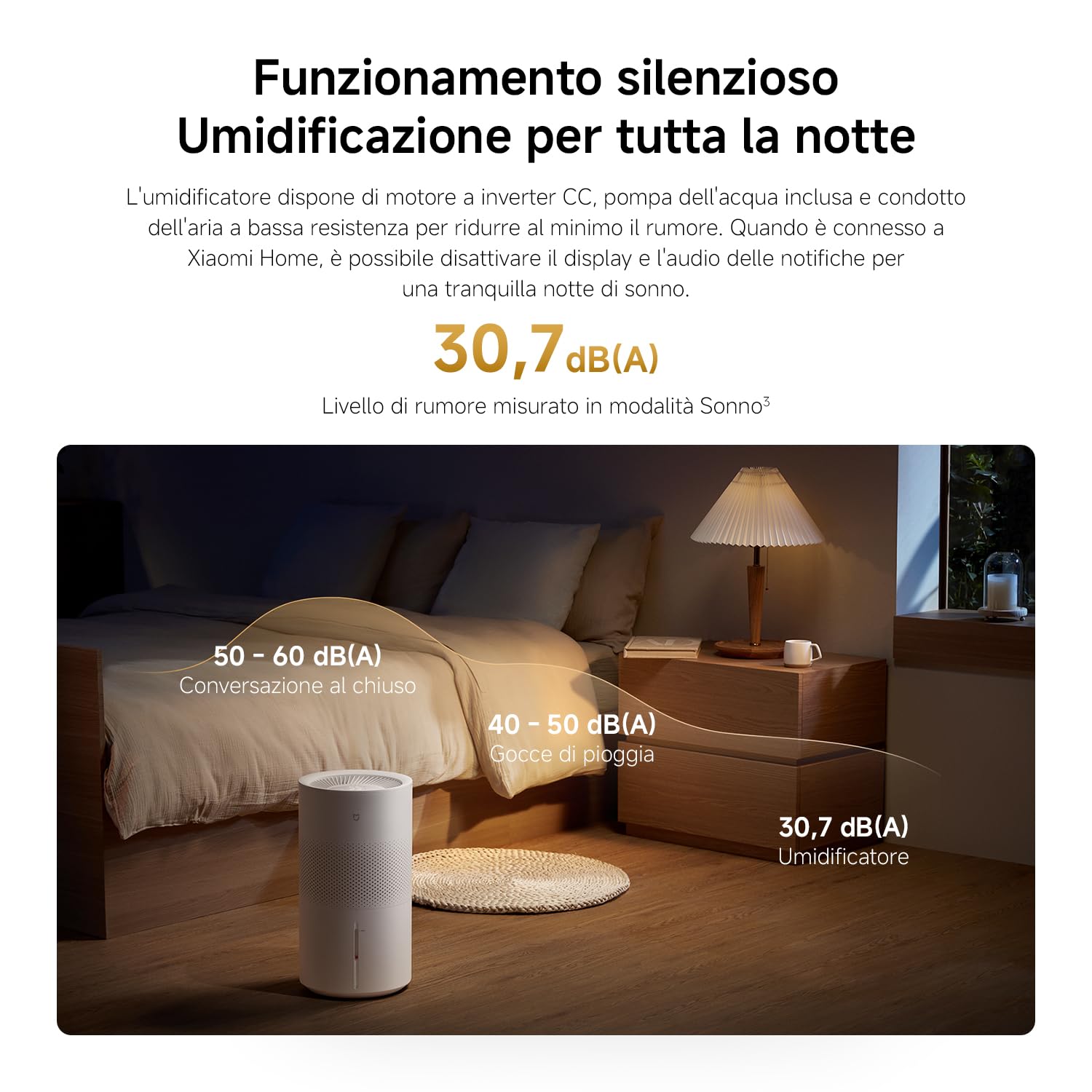 Xiaomi Smart Evaporative Humidifier Pro, Umidificatore 600mL/h | Umidificatore evaporativo smart 600 mL/h, serbatoio top-fill da 5L e filtro lavabile in lavatrice per grandi stanze.