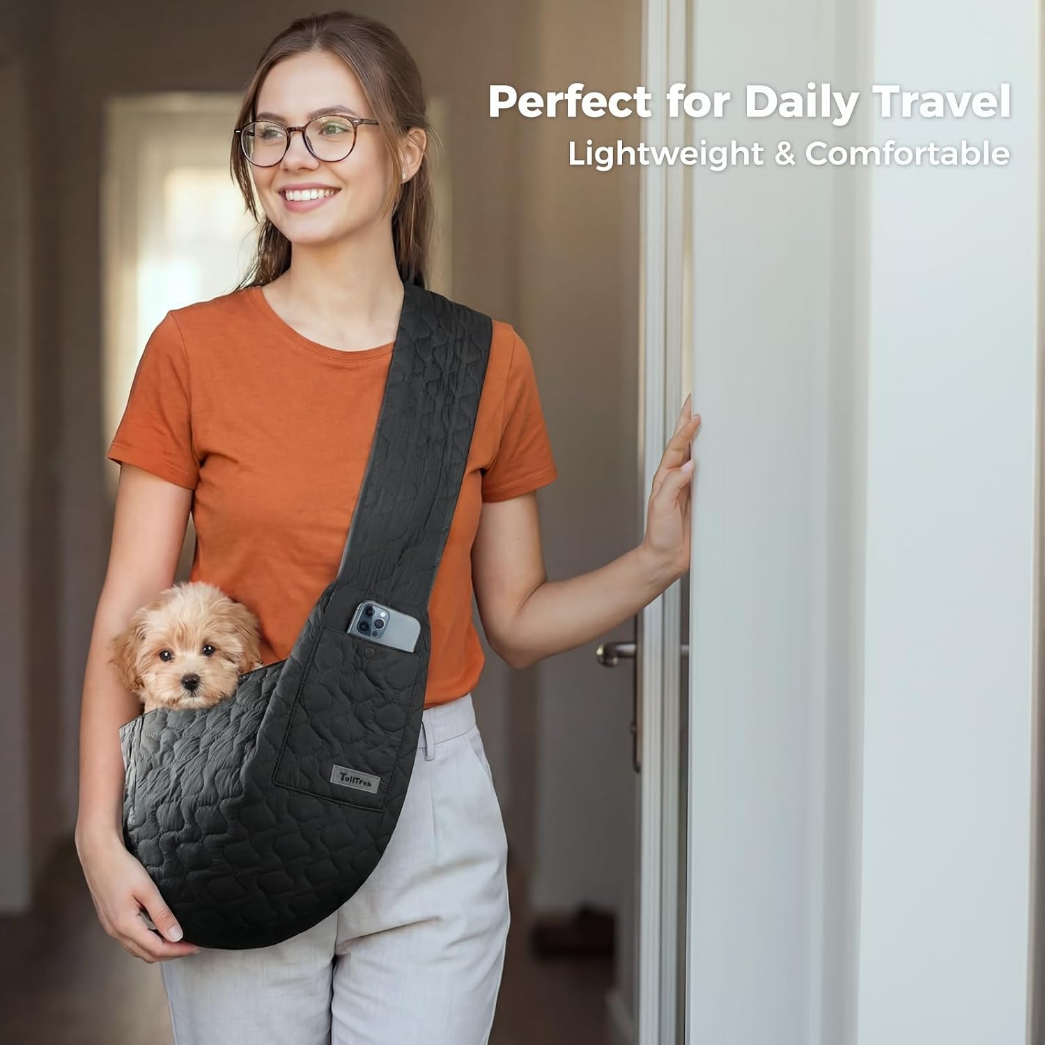 JourCraf Dog Sling for Small Dogs 7-13 lbs, Front Dog Sling Carrier, Padded Lightweight Pet Soft Carrier with Adjustable Strap, Travel Safety Harness Machine Washable for Small Cats Puppy Yorkie