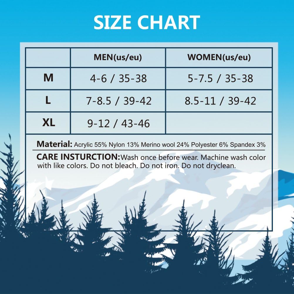 ZIONOR Ski Snow Socks High Knee Merino Wool Warm Plush Padded Elastic Fast Dry for Men Women Skiing Snowboarding : Clothing, Shoes & Jewelry