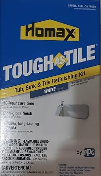 Homax Tub and Tile Refinishing Kit, White, 26 oz, Brush On, Tough as Tile Kit, 1.625 Pound, WhitePack of 1