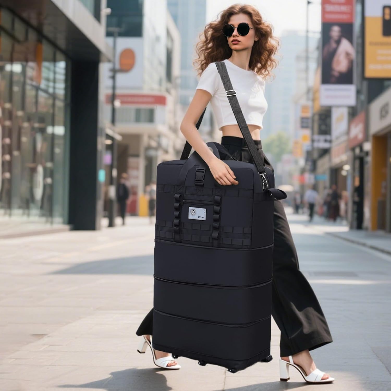 Foldable Suitcase, Luggage Bag with Swivel Wheels, Large-Capacity Expandable Travel Suitcase, Waterproof Foldable Luggage for Both Men And Women(Black) - Image 3