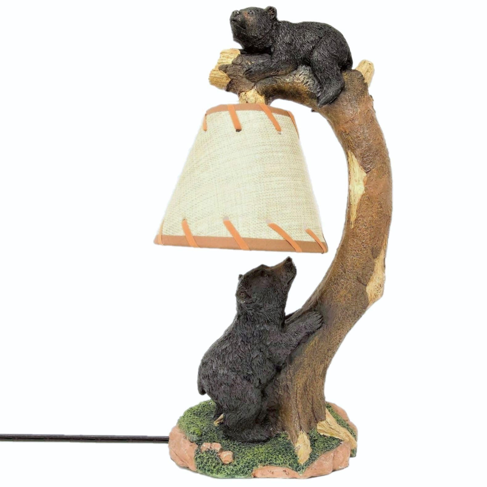 BestGiftEver Table and Desk Lamp Night Light with Tree Climbing Bears - Rustic Lodge Cabin Décor Lighting - Wildlife & Woodland Animal-Themed Lamp for