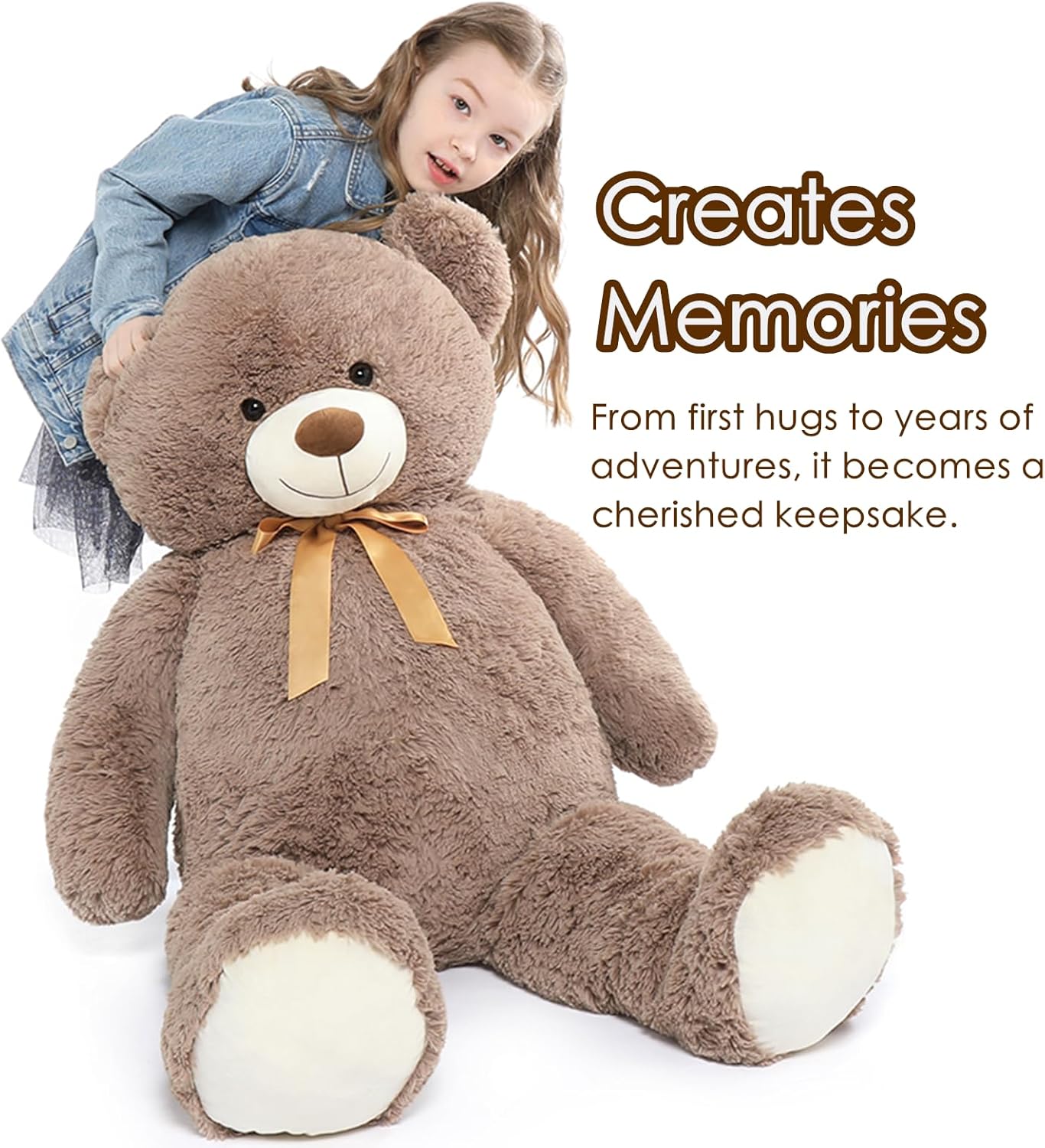 Tezituor 5ft Big Teddy Bear,Giant Brown Stuffed Animal 59 Inches,Life Size Teddy Bears for Girlfriend or Kids,Soft Bear for Valentines Day,Chrismas,Birthday Baby Shower - Image 4