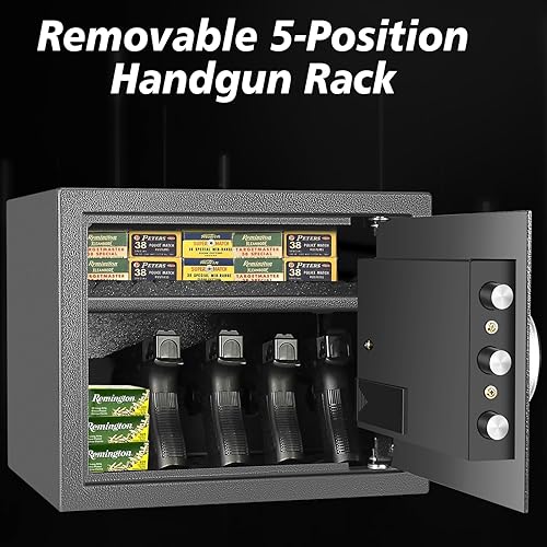 Miniatura 9 de Caja fuerte biométrica de seguridad para huellas dactilares, caja de seguridad de acero para el hogar, la oficina y el hotel, pistola segura,