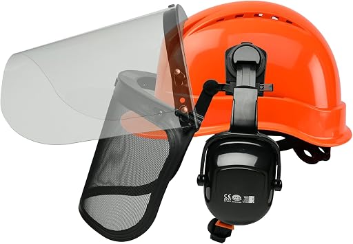 Chainsaw Helmet with Face Shield and Ear Muffs,Customization Mesh Face Shield Forestry Helmet,Chainsaw Safety Equipment
