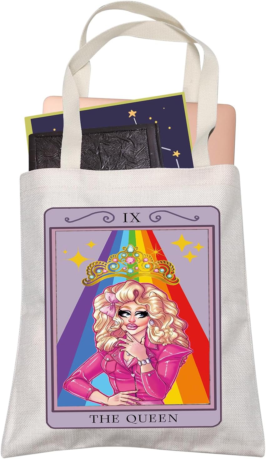 LEVLO Fabulous Drag Rainbow Queen Gift IX The Queen Shopping Bag Tarot Gay Pride LGBTQ Reusable Bag