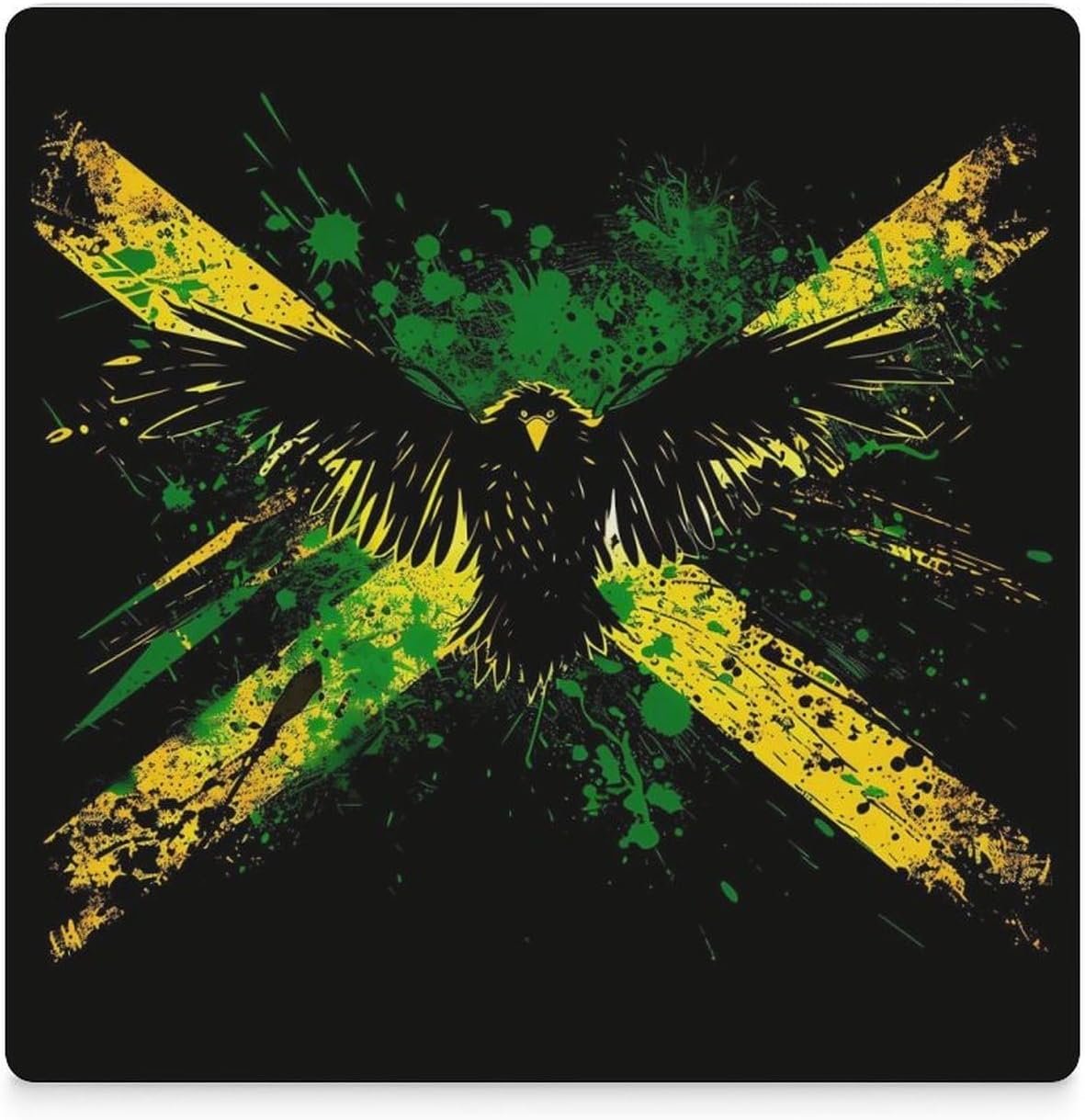 Jamaican Flag Eagle Coaster for Drinks Square Ceramic Table Coasters Stone Mat Crafts 6PCS Home Kitchen Decor