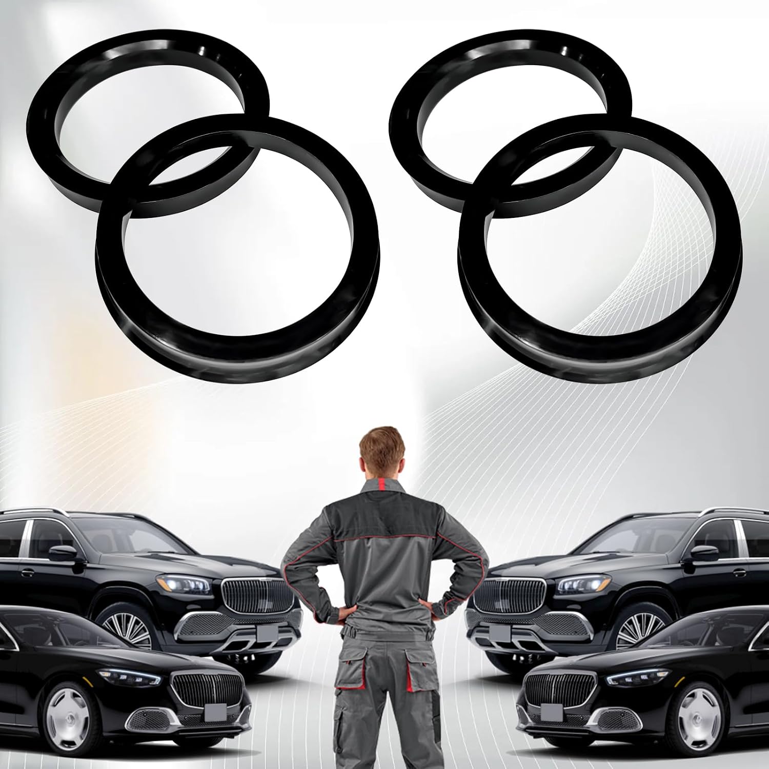 4 PCS Car Wheel Hub Centric Rings, 73.1-60.1mm Hubrings Hub Reducing Ring Hubcentric Rings, Automotive Accessories Wheel Hub Center Shaft Shock Absorbing Collar Adapter Ring for Most Cars (Black)