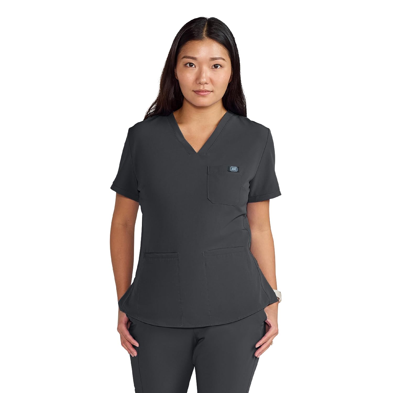 ave. Lex Women’s Scrub Top, Tunic Style, 4-Way Stretch Fabric, Comfort, Easy Care Women’s Scrubs, Wrinkle-Resistant, For Nurses & Medical Professionals, Machine Washable (M, Black) - Image 2