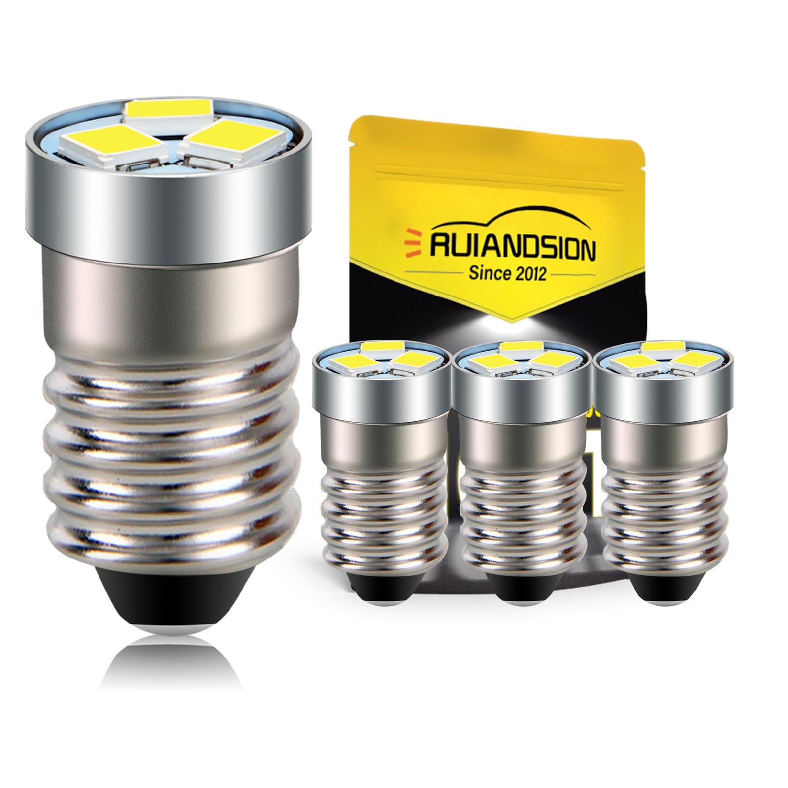 Ruiandsion Lampadine a LED E10 24V in miniatura, ricambio per fari e torce, luci da lavoro, bianco caldo (confezione da 10